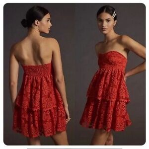 Anthropologie Maeve Strapless Lace Mini‎ Dress XL NEW